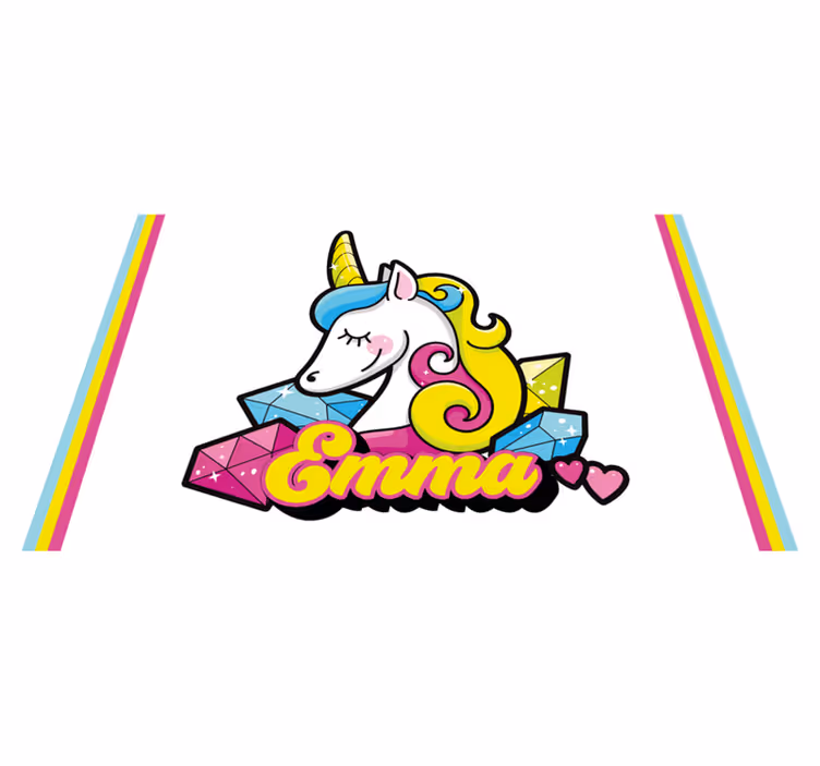 Set de table Prénom jolie licorne avec diamants - TenStickers
