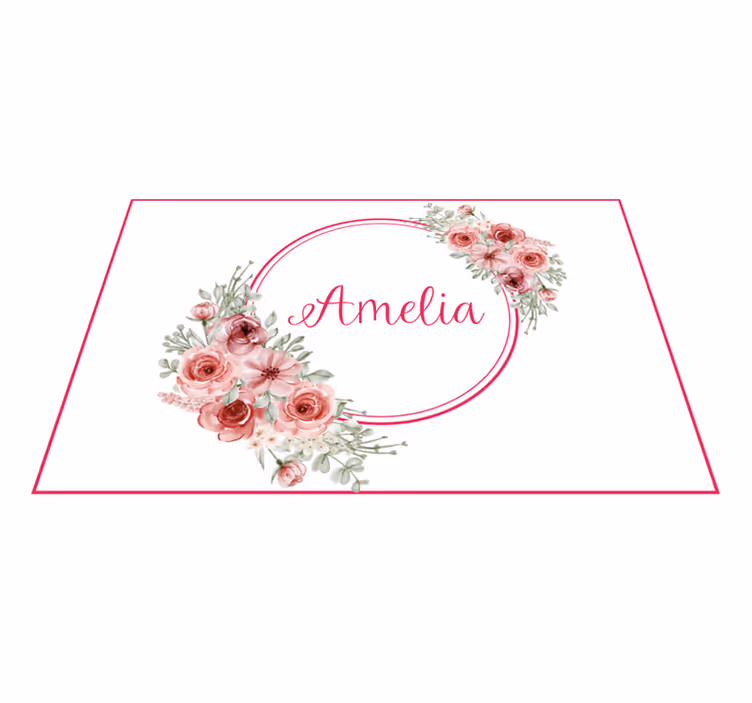 Set de table avec prénom création botanique personnalisée - TenStickers