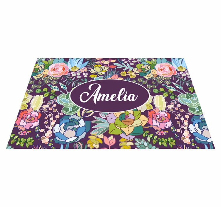 Set de table avec prénom œuvre florale personnalisée - TenStickers