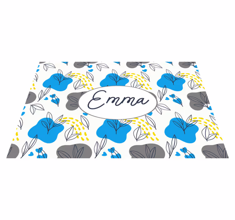Set de table gris jaune et bleu avec Prénom - TenStickers