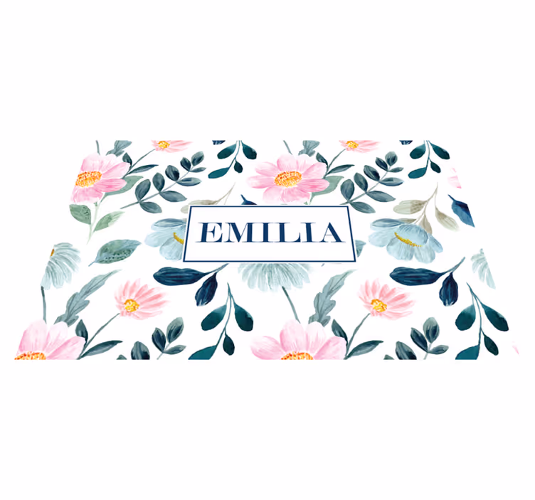 Set de table avec prénom floral personnalisé - TenStickers