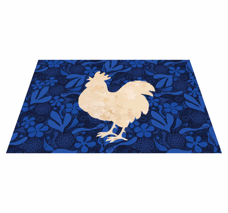 Set de table original Coq beige à fleurs bleues - TenStickers