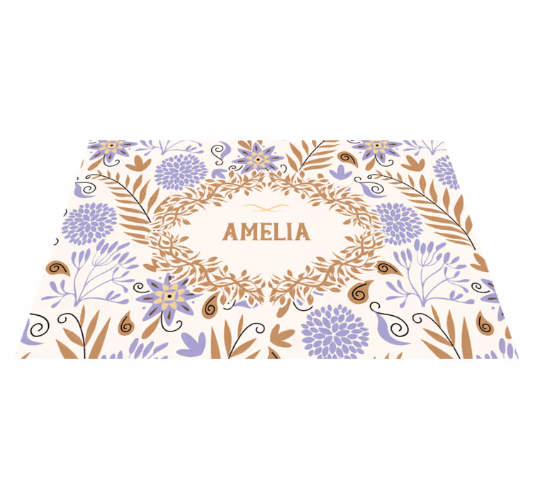 Set de table avec prénom motif fleuri - TenStickers