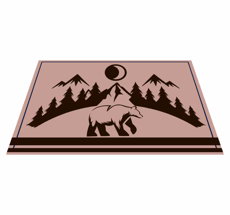 Set de table avec prénom scène de silhouette d'ours - TenStickers