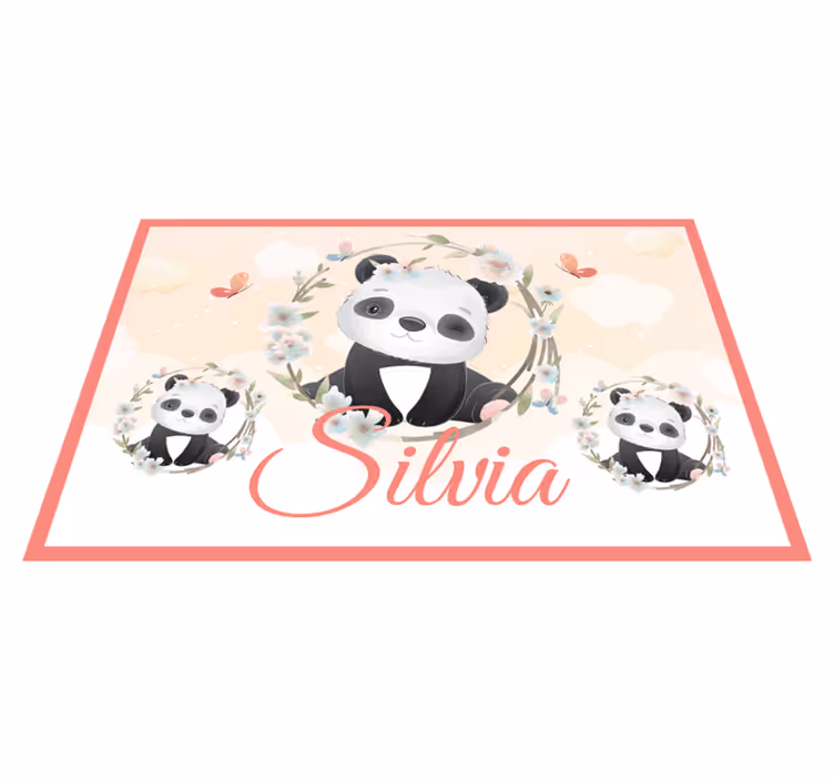 Set de table design enfant Animaux mignons panda avec nom - TenStickers