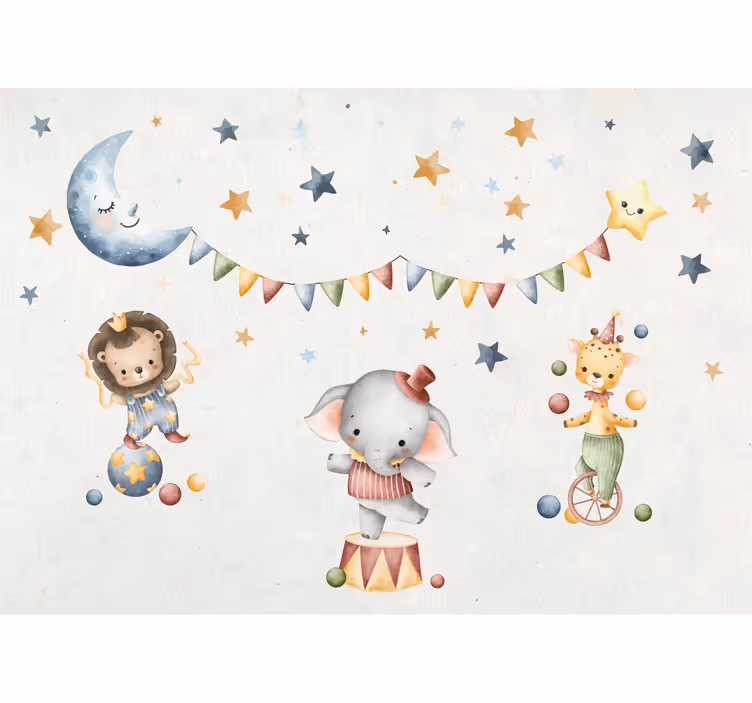Tapisserie chambre bébé cirque de rêve - TenStickers