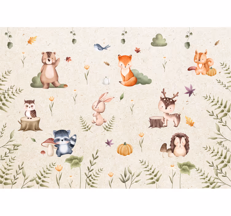 Tapisserie chambre bébé animaux de conte de fées - TenStickers