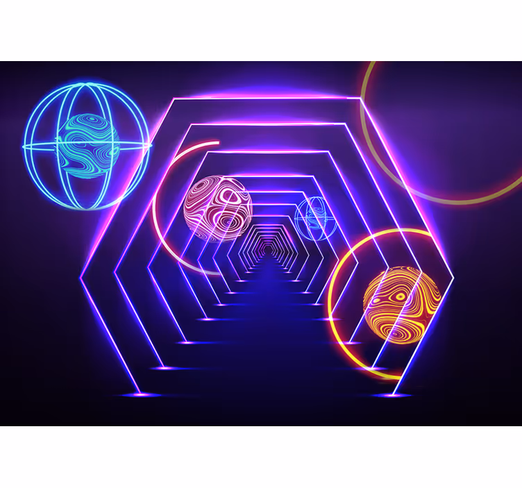 Papier peint 3d graphique effet visuel tunnel - TenStickers