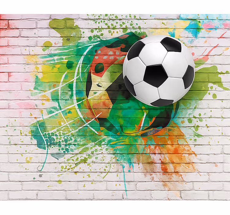 Tapisserie chambre ado ballon de football multicolore - TenStickers