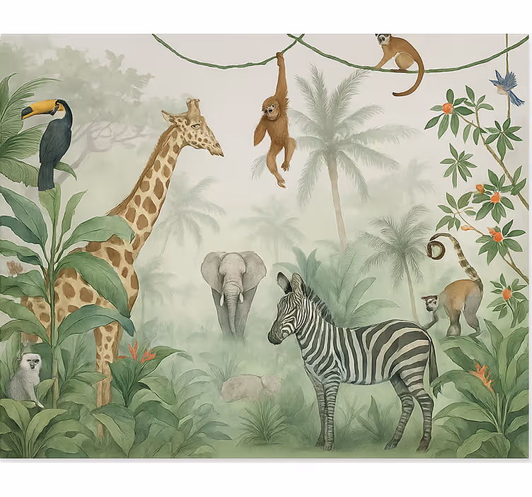 Tapisserie chambre ado animaux de safari élégants - TenStickers