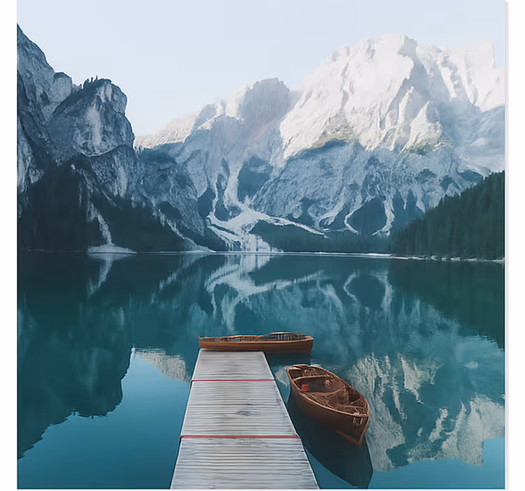 Tapisserie montagne lac de braies, dolomites - TenStickers