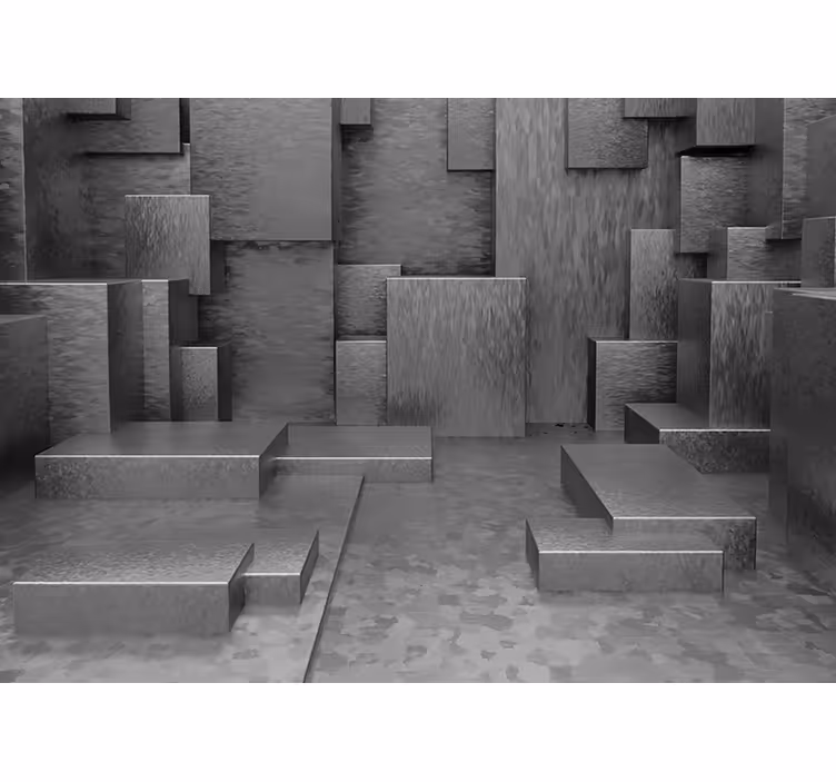 Cubes gris peintures murales abstraites - TenStickers
