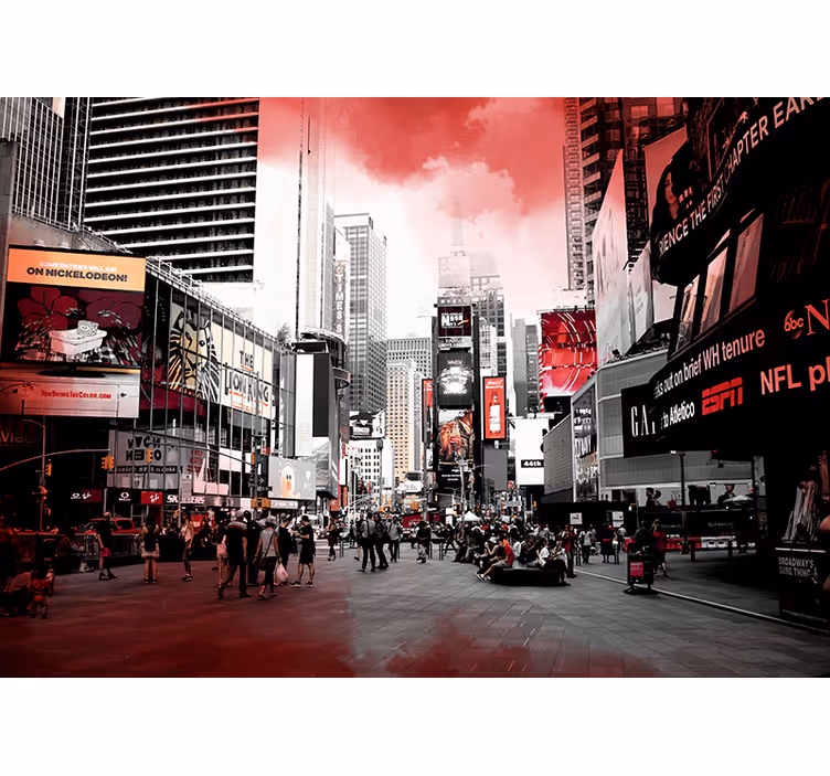 Papier peint rouge et blanc new york - TenStickers