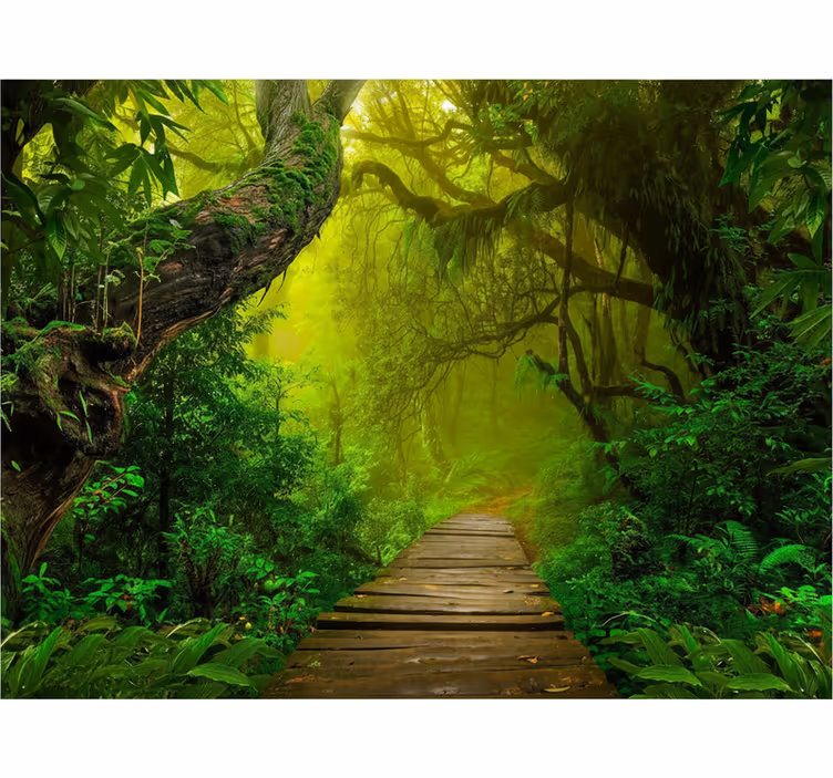 Tapisserie forêt chemin mystique dans les bois - TenStickers