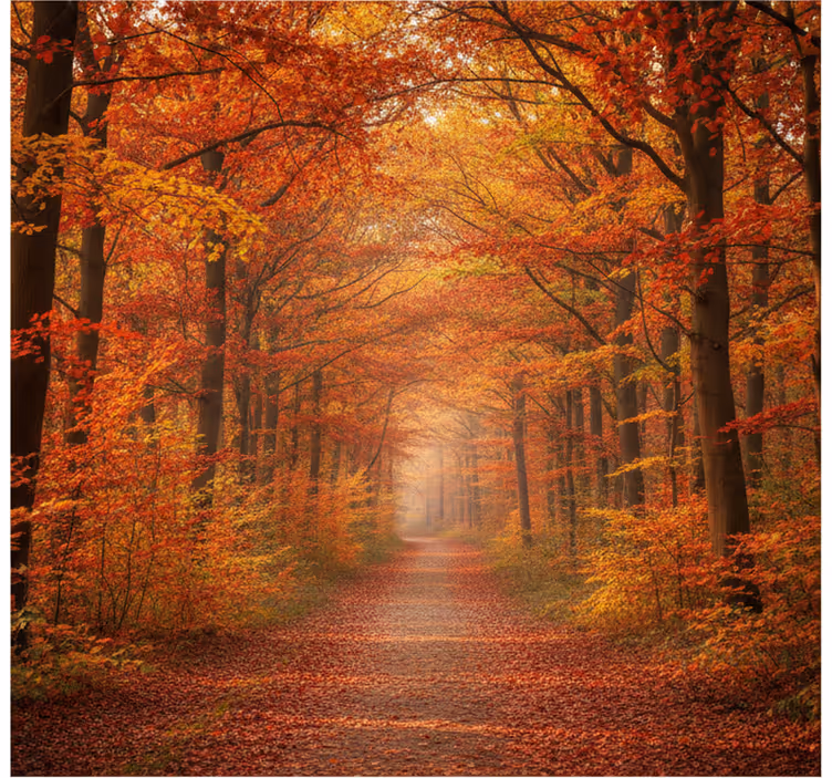 Tapisserie forêt chemin d'arbres d'automne - TenStickers
