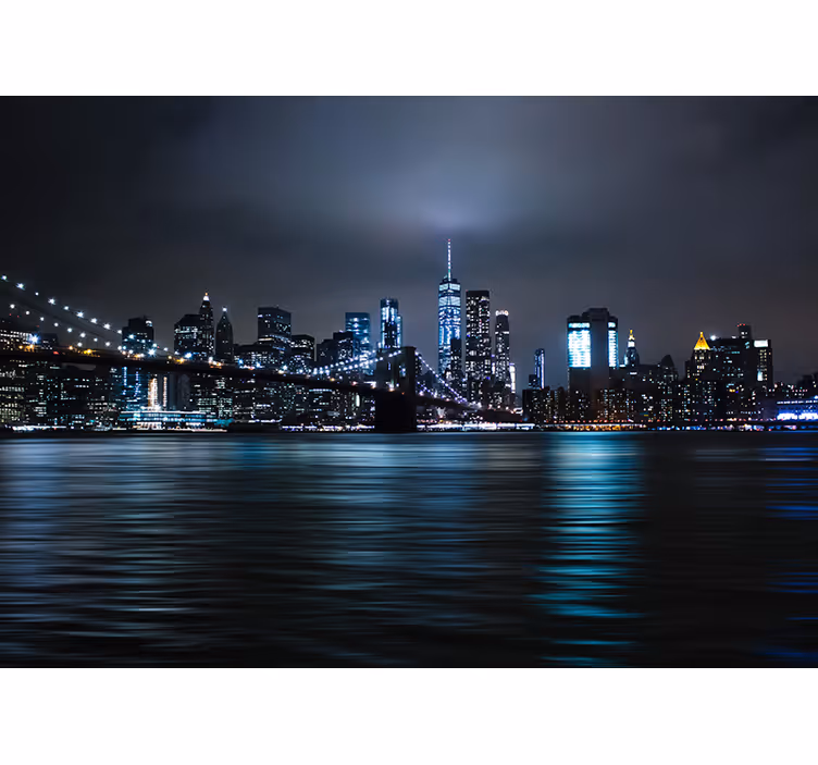 Tapisserie new york panorama nocturne urbain - TenStickers