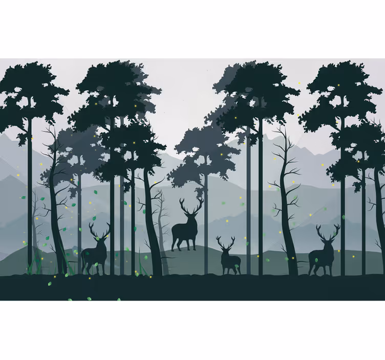 Tapisserie forêt silhouette scandinave - TenStickers
