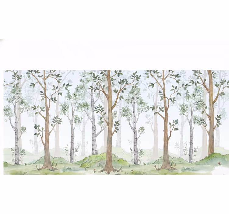 Tapisserie forêt brise pastel en bois - TenStickers