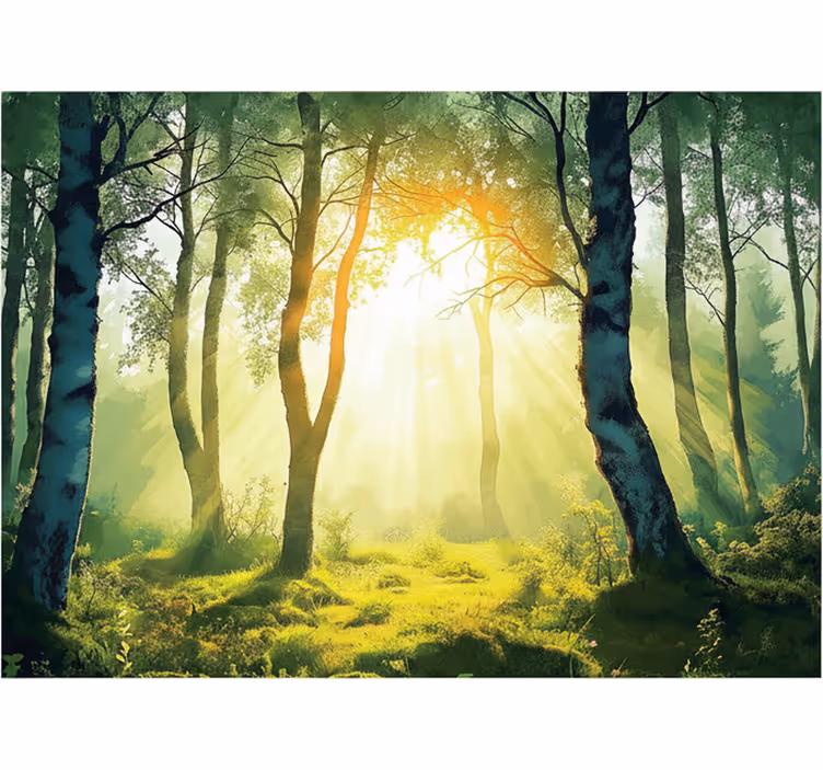 Tapisserie forêt bouleau ensoleillé - TenStickers
