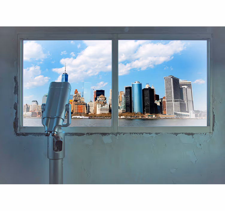 Tapisserie murale ville vue sur l'horizon urbain - TenStickers