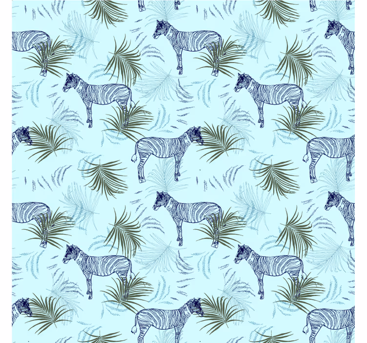Tapisserie murale africaine motif palme bleue zèbre - TenStickers