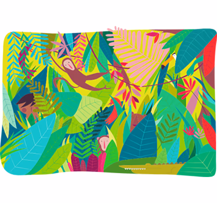 Tapisserie jungle livre de la jungle enfantine - TenStickers