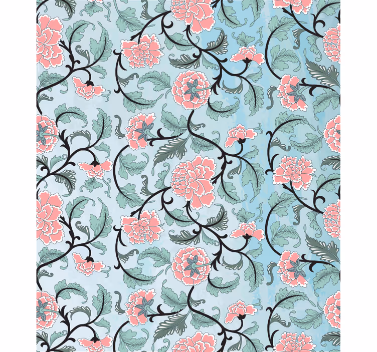 Tapisserie salle de bain fleurs japonaises vitrail - TenStickers