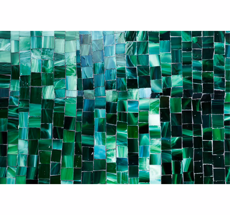 Tapisserie salle de bain carrelage mosaïque verte dégradée - TenStickers