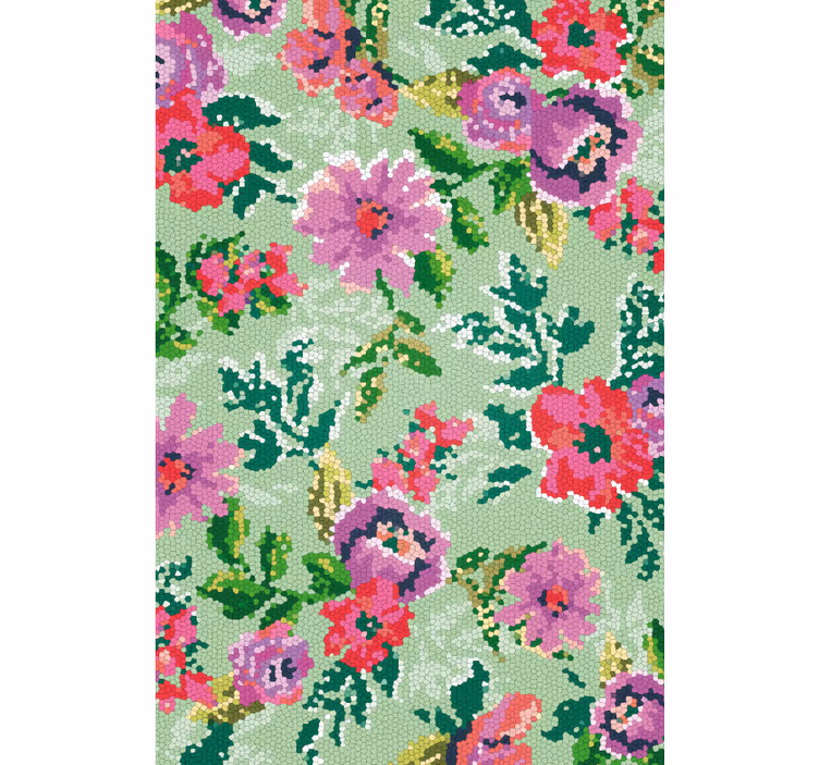 Tapisserie salle de bain mosaïque de fleurs variées - TenStickers