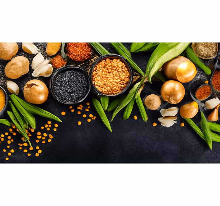 Tapisserie cuisine légumes et épices - TenStickers