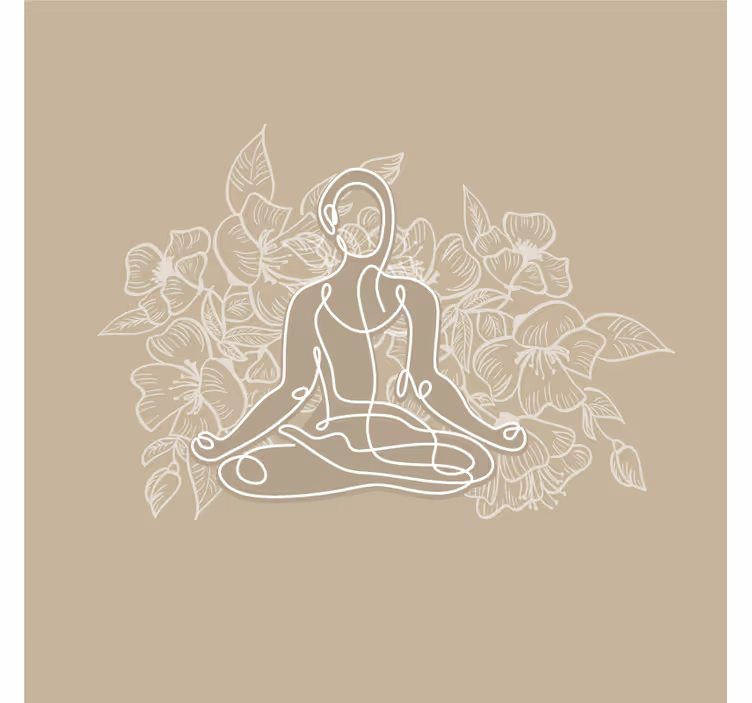Tapisserie beige tapis de yoga femme en méditation - TenStickers