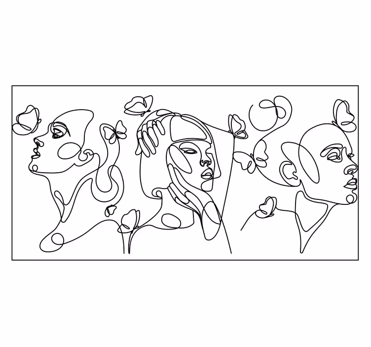 Tapisserie blanc silhouettes de trois femmes vinyle - TenStickers