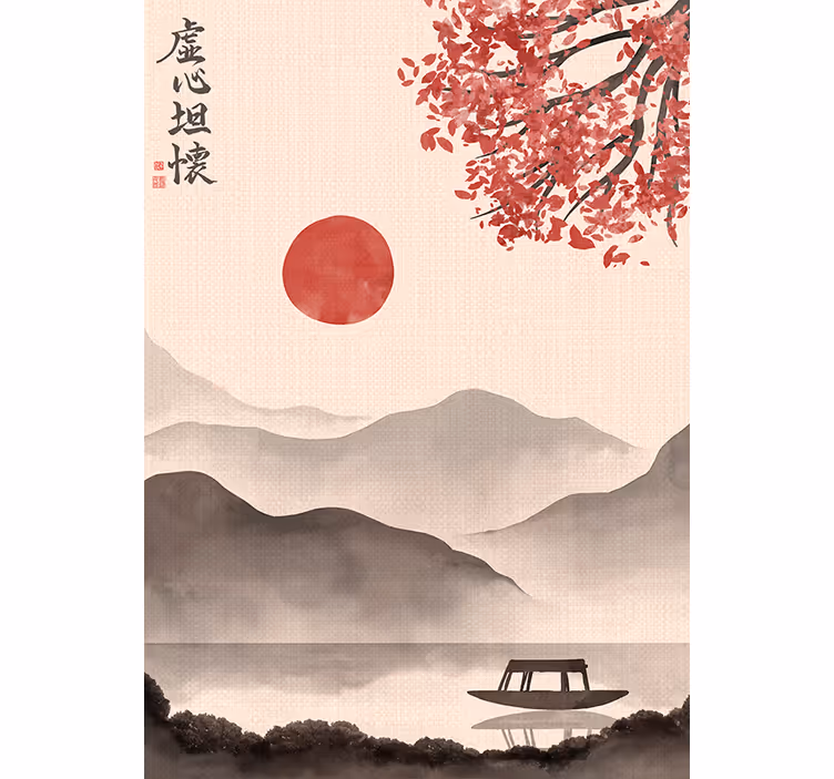 Tapisserie beige style japandi moderne - TenStickers