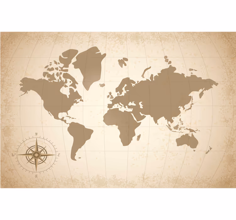 Tapisserie beige carte du monde vintage ancienne - TenStickers