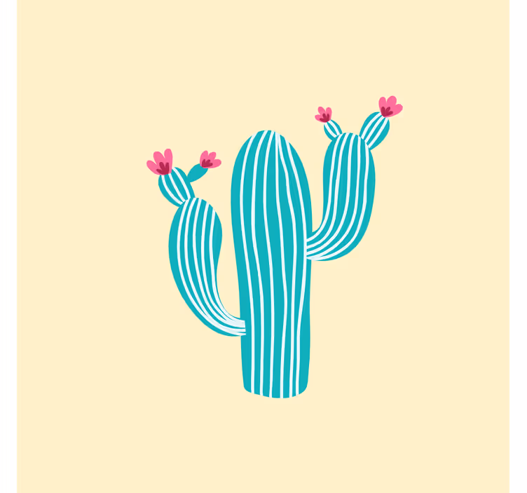Tapisserie jaune cactus et fleurs pastel - TenStickers