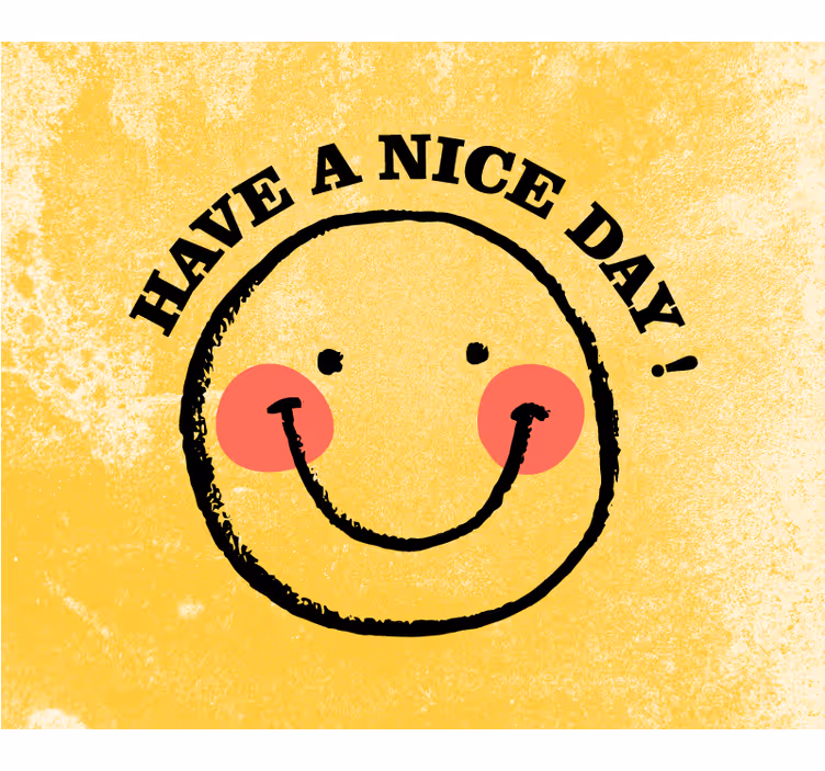 Tapisserie jaune design visage souriant bonne journée - TenStickers