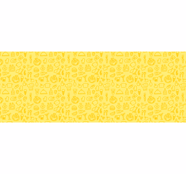 Tapisserie jaune motif cuisine miniature - TenStickers