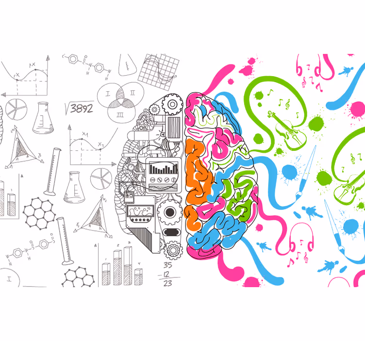 Tapisserie blanc duo cerveau - TenStickers