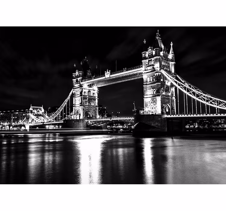 Tapisserie noir london bridge de nuit - TenStickers