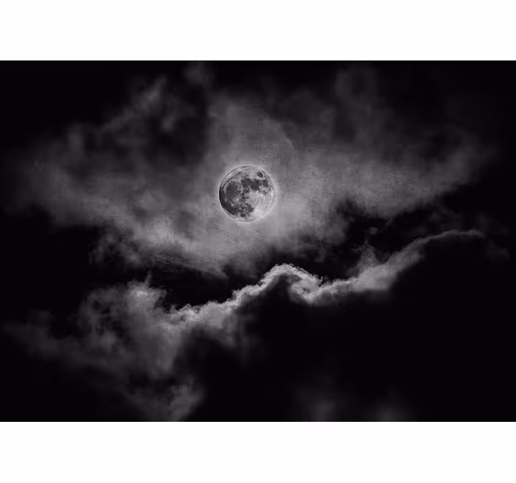 Tapisserie noir lune et nuages - TenStickers