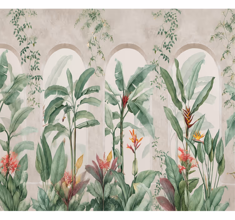 Tapisserie nature palmier graphique naturel - TenStickers