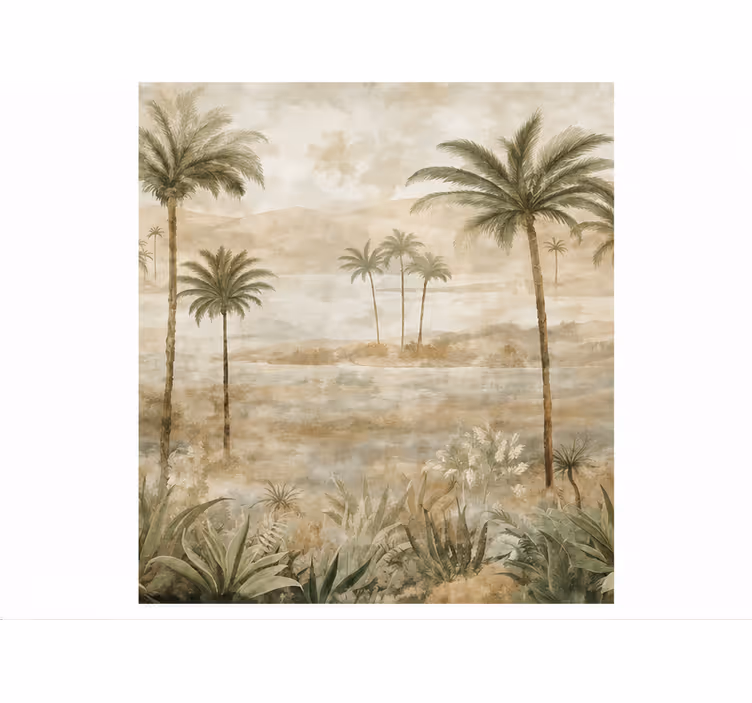 Tapisserie nature vallée avec palmiers - TenStickers