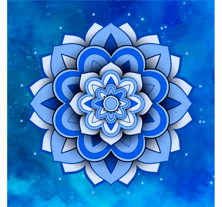 Tapisserie bleu mandala floral bleu - TenStickers