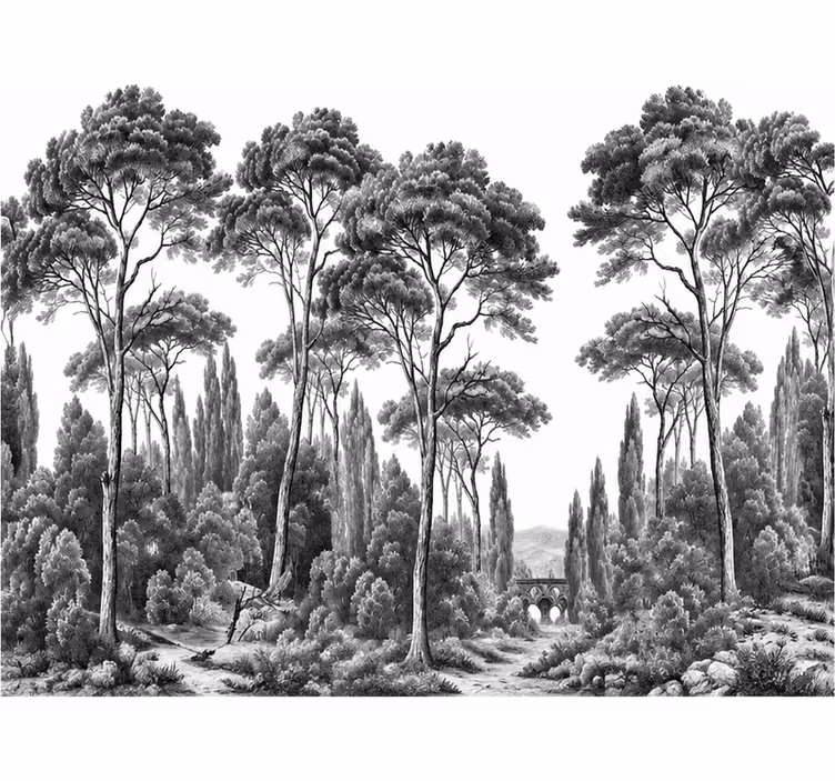 Tapisserie nature noir et blanc - TenStickers