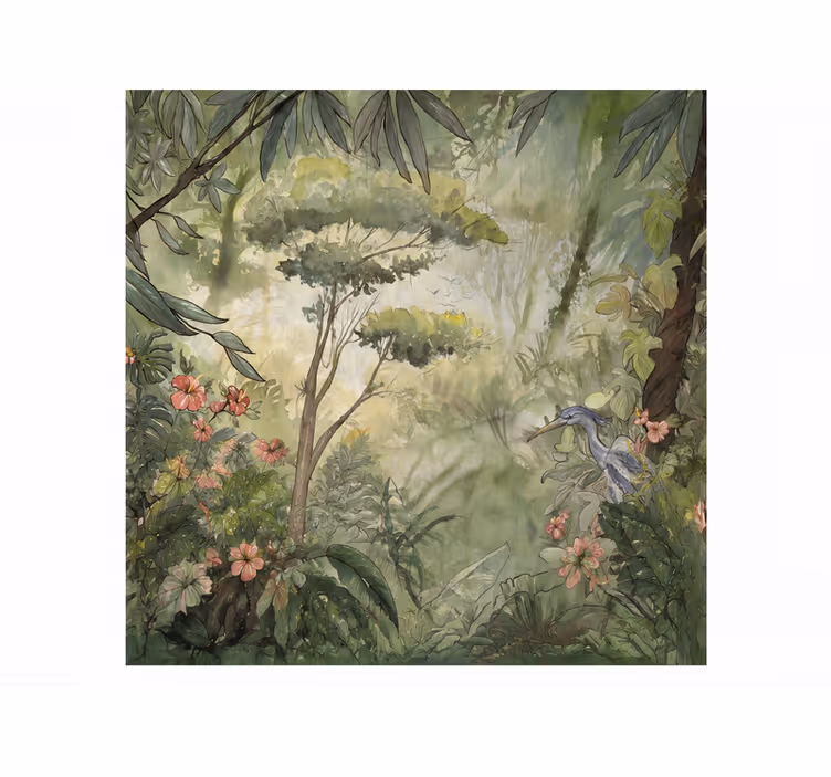 Tapisserie nature aquarelle jungle tropicale - TenStickers