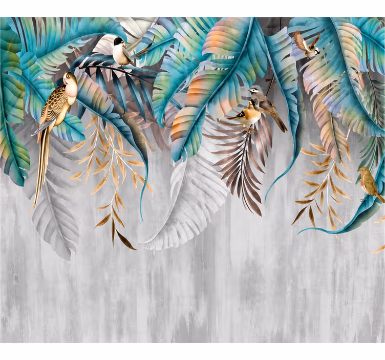 Tapisserie nature feuilles de toucan colorées - TenStickers
