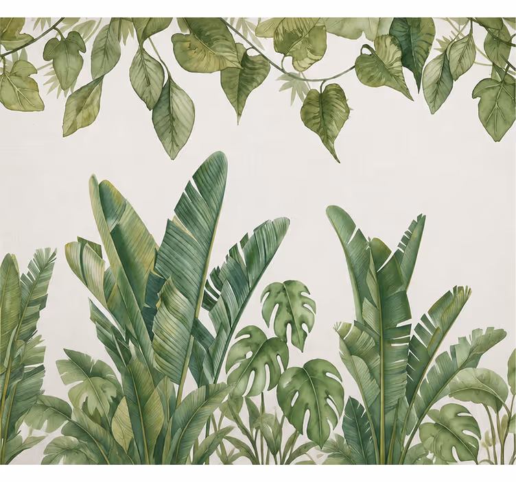 Tapisserie nature grandes feuilles vertes - TenStickers