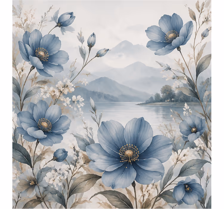 Tapisserie nature fleur bleue - TenStickers