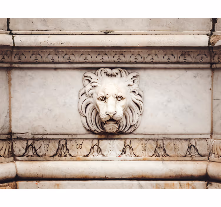 Papier peint art classique lion en pierre 3d - TenStickers