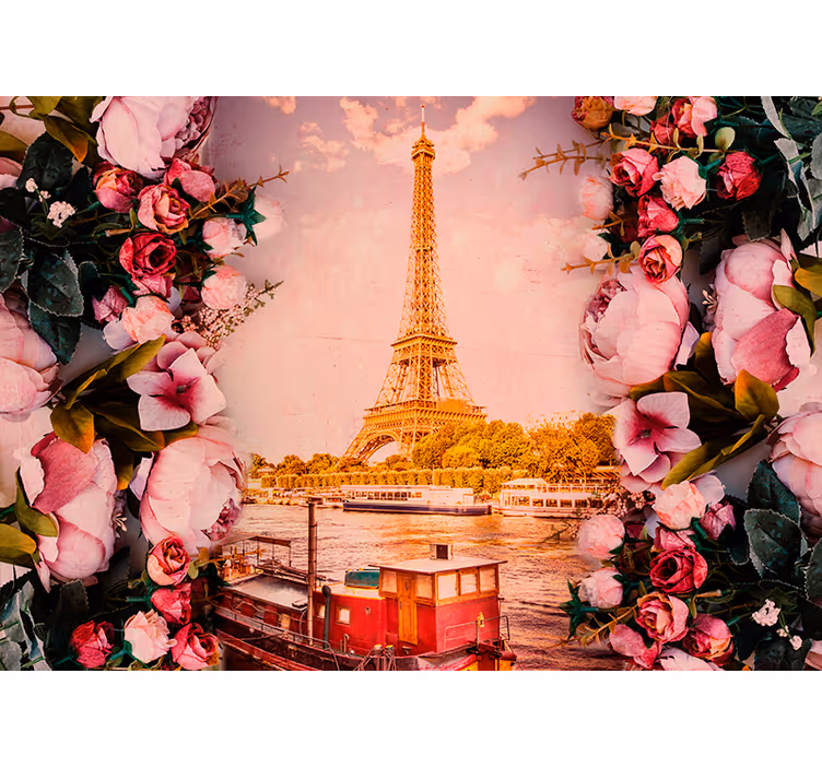 Papier peint paris tour eiffel et fleurs paris - TenStickers